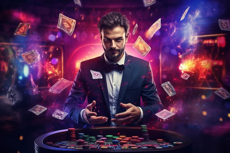 Antarmuka permainan Caishen Wins di platform dafabet dengan tampilan dealer langsung dan kartu permainan